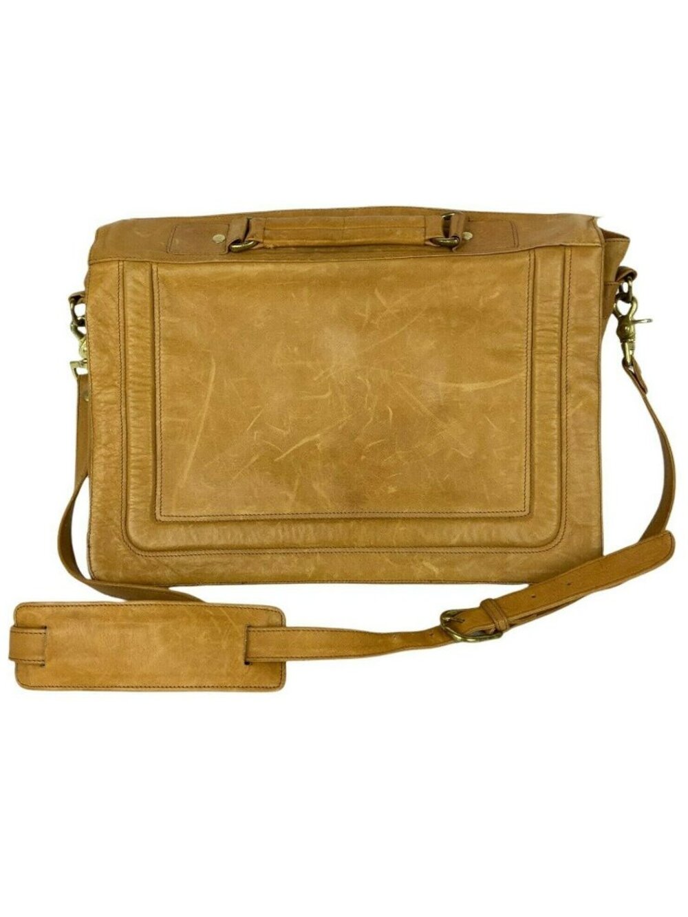 Vintage Shafmaster Leather Briefcase Tan With Shoulder Strap & Organizer Pockets